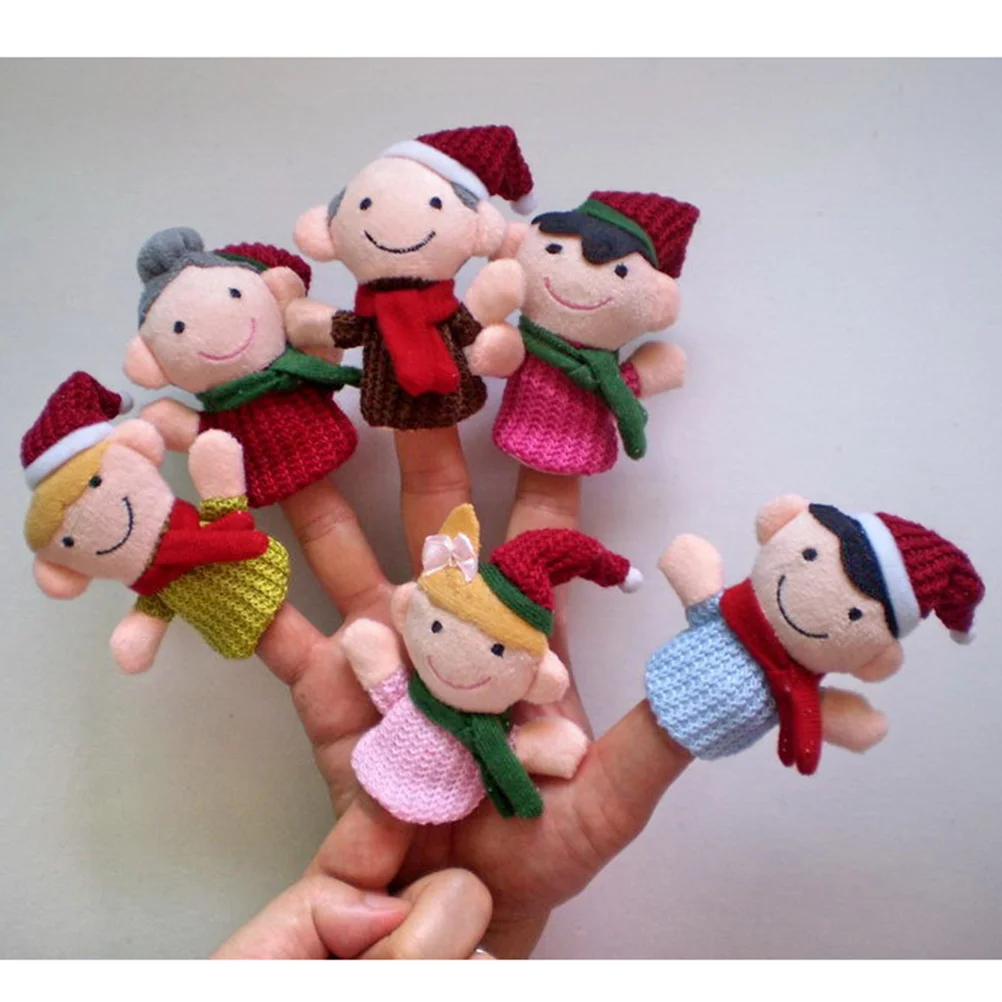 6 STKS Kerst Vingerpop Set Cartoon Mooie Familie Interactief Speelgoed Vinger Speelgoed voor Kinderen Kerst vinger handpoppen