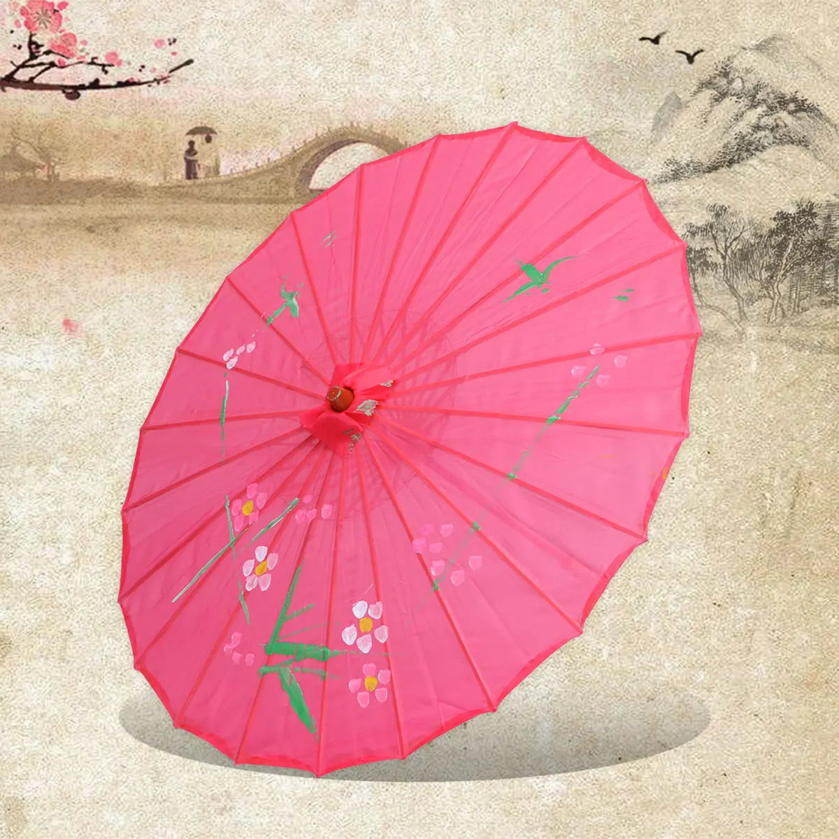 

Classical Flower Umbrella Silk Asian Craft Oilpaper Oiled Wooden Decorating Decorative Umbrellas for Party