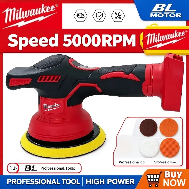 Milwaukee ​​Digital Display Life Cordless Polisher  8-Speed Long Battery Electric Auto Car Waxing Polishing Machine Power Tool