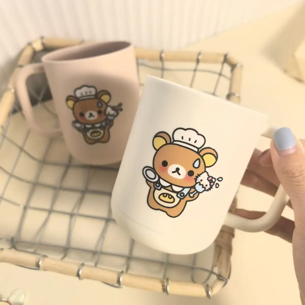 Rilakkuma Cartoon-Zahnbürstenbecher, Hochästhetischer Paar-Mundspülbecher, Haushalts-Badezimmer-Trinkbecher