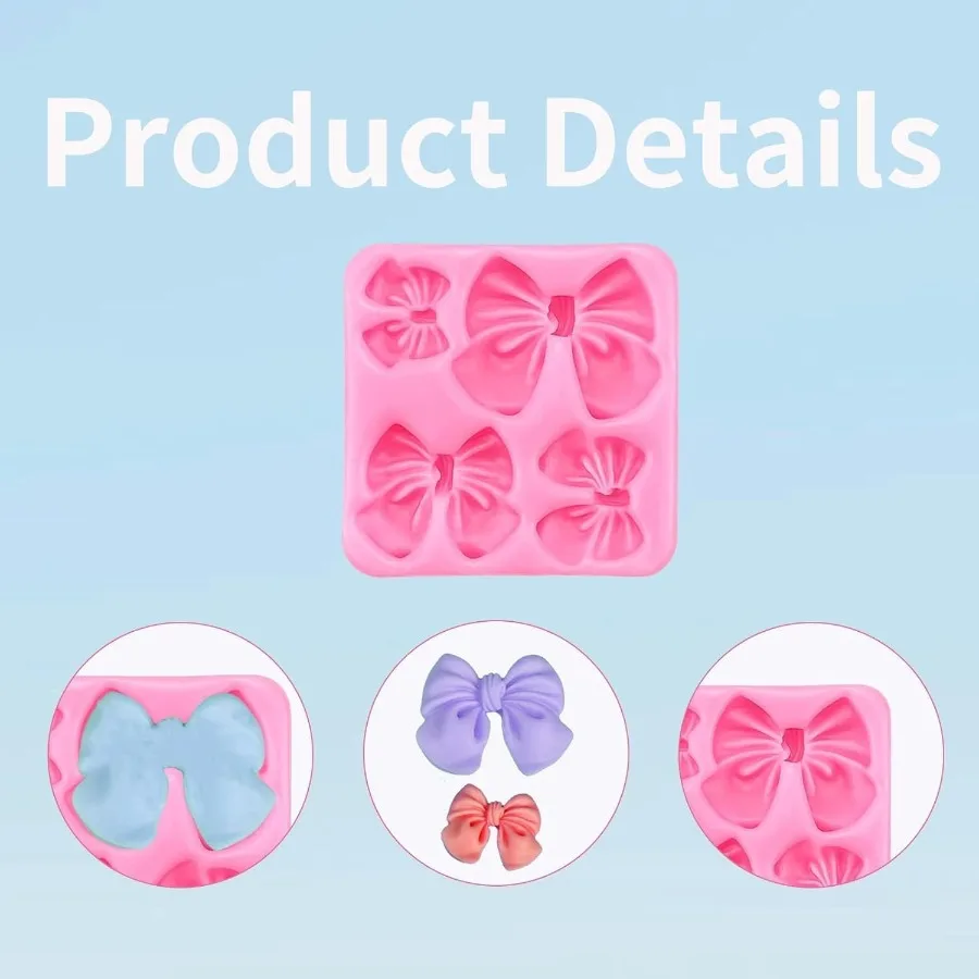 4 قطع من قوالب القوس السيليكون لمجموعة قوالب القوس الوردي والرمادي لحلوى الشوكولاتة والسكر والحرف اليدوية من الراتنج