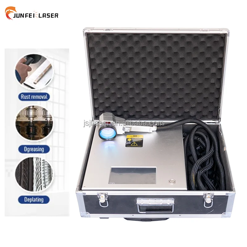 JUNFEI Portable Pulse Laser Cleaning Machines 100W/200W/300W Multi-Functional Handheld Aluminum Metal Stone Rust Removal