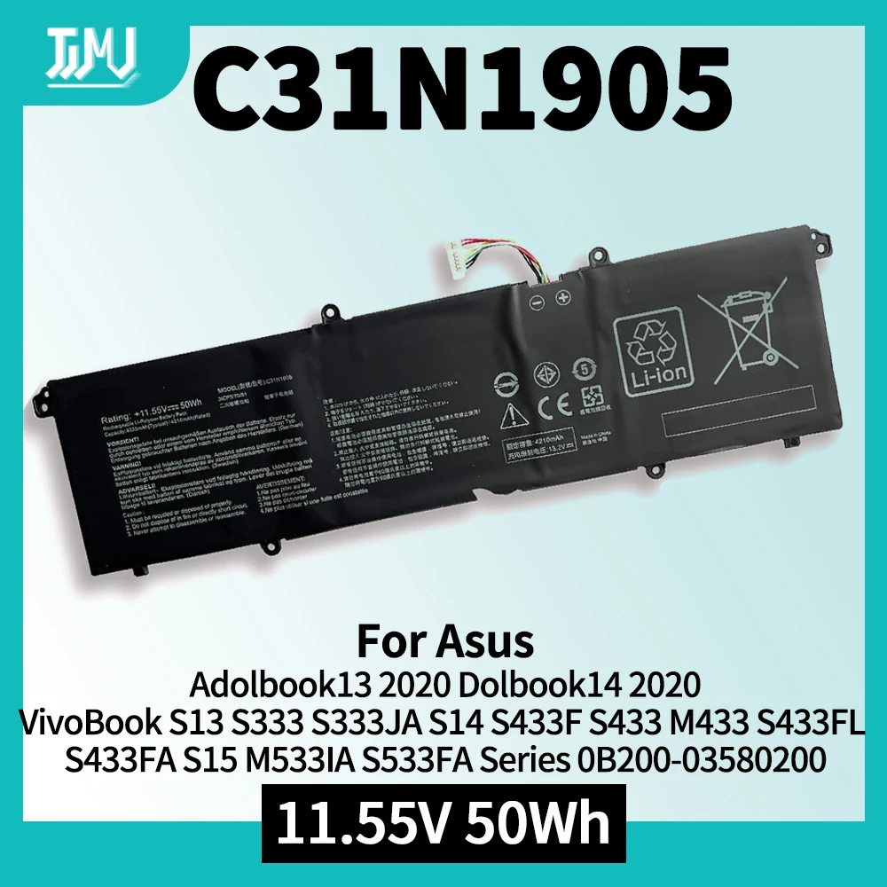C31N1905 Laptop Battery for Asus VivoBook S13 S333 S333JA S14 S433F S433 M433 S433FL S433FA S15 M533IA S533FA 0B200-03580200