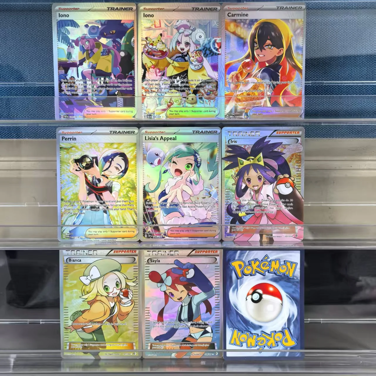 

8 шт. PTCG английские карты покемонов Iono Carmine Perrin Iris Bianca Skyla Lisias привлекательные классические игры аниме карты подарочная игрушка