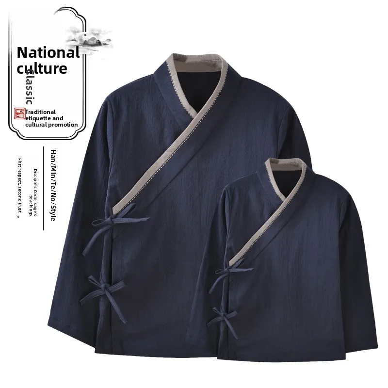 elegant-cotton-linen-men's-traditional-chinese-clothing-slanted-lapel-parent-child-match-zen-study-tang-suit-resplendent-oute