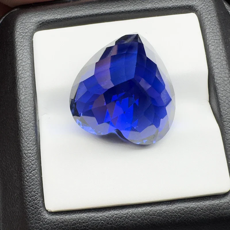 Zafiro cultivado en laboratorio, piedra preciosa VVS1 de 20x20mm con corte de corazón azul real para hacer joyería Diy con certificado AGL