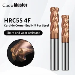 HRC55 Tungsten Steel Corner Radius Milling Cutter D6R0.5 Alloy R Angle Cutter 4R0.5 Extended 4 Edges Carbide End Mill 8R1