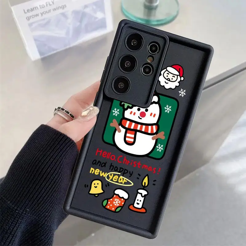 삼성 갤럭시 S24 S23 울트라 S20 FE S22 S20 플러스 S21 20 울트라 S23 FE용 소프트 케이스, 겨울 메리 크리스마스 휴대폰 케이스