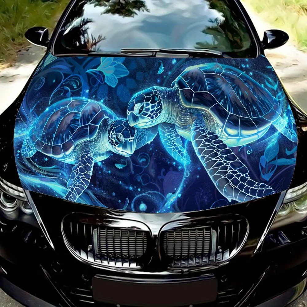 

Deep Sea Elegant Shadow Sea Turtle Car Vinyl Wrap, PVC Waterproof Car Hood Vinyl Wraps Sticker, Self-Adhesive Scratch-Resistant