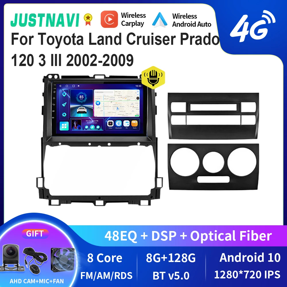 

JUSTNAVI QT10 For Toyota Land Cruiser Prado 120 3 III 2002-2009 Car Radio Multimedia Video Player Navigation GPS Android 2din