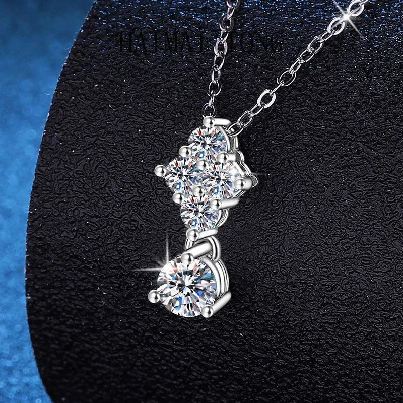 

HAIMAITONG PT950 платиновое колье с подвеской из муассанита, женское, легкая роскошь, корейская версия, оригинальное, 90 баллов, полностью инкрустировано бриллиантами D цвета