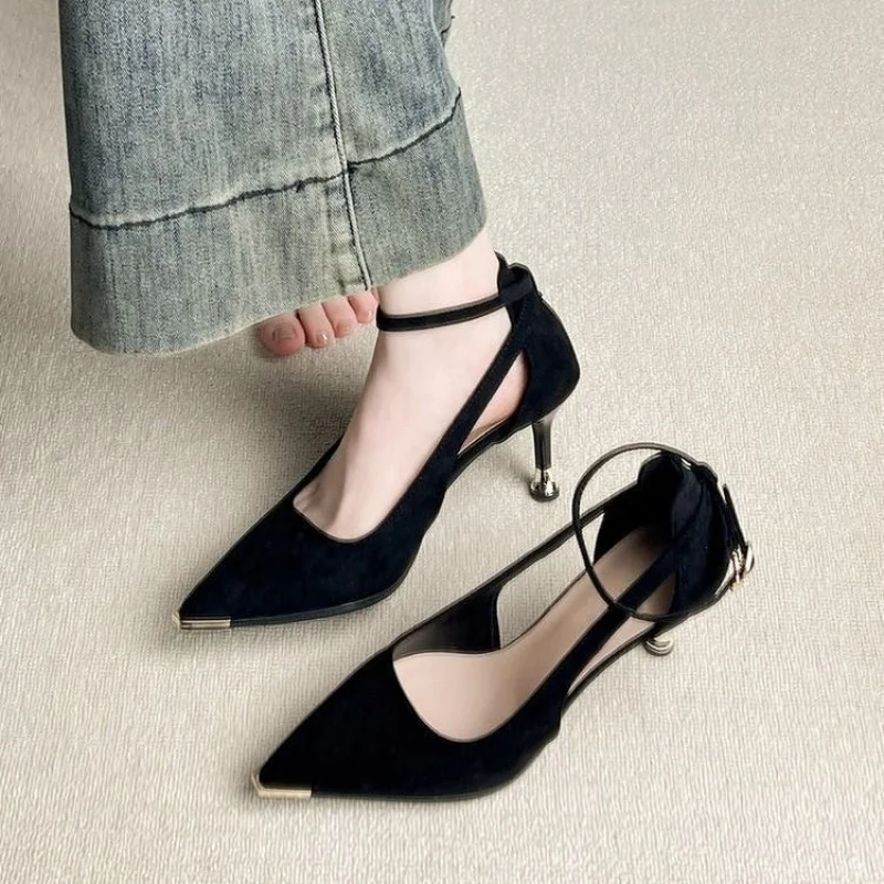 

Women Sandals Pointed Toe Elegant Low-heel Shoes Summer Fashion Slingback Woman Mules Shoes Pumps Dress Shoes