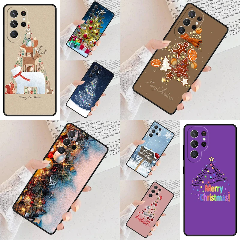 Merry Christmas Tree Phone Case For Samsung Galaxy S24 S23 S22 S21 Ultra S10 Note 10 Pro S20 Plus FE S9 S8 Cover