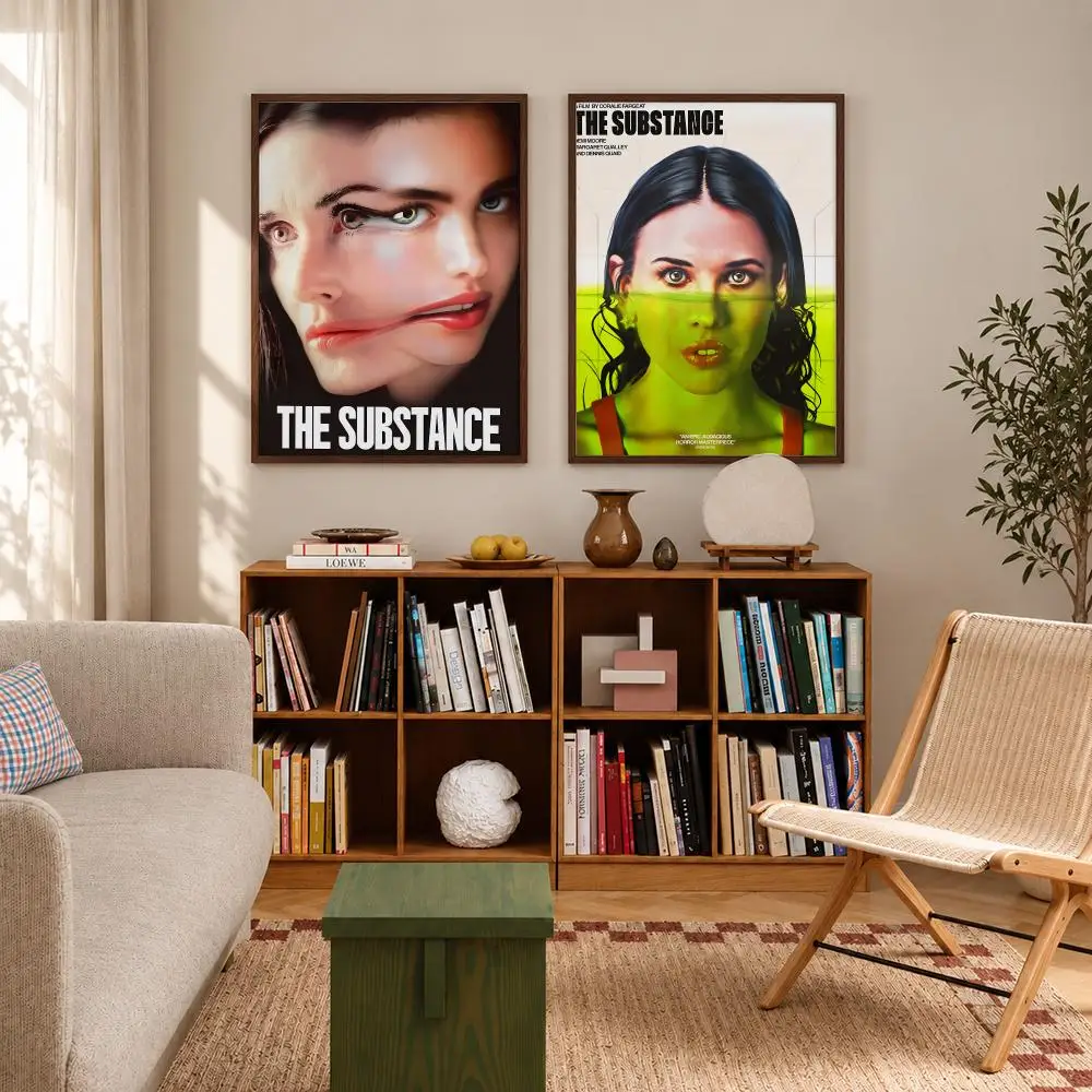 Body Horror Movie The Substance Poster Self-adhesive Waterproof Paper Sticker Art Coffee House Bar Room Wall Decor
