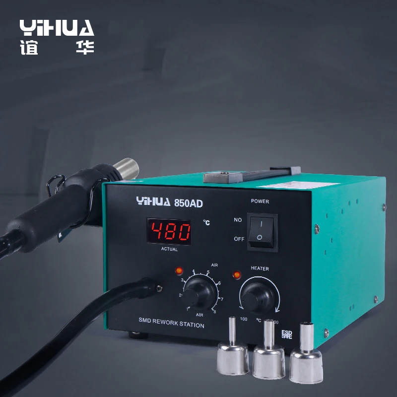

YIHUA Professional 550W Hot Air Gun Station 850AD Low Noise, Nickel-Alloy Heater, 100-450°C