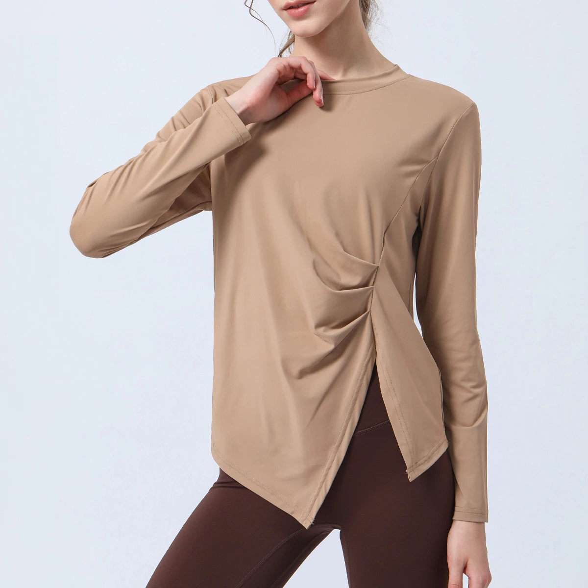 

Sean Tsing® Sport T-shirts Women Long Sleeve Breathable Quick-dry Irregular Pullovers Active Fitness Yoga Pilates Tee Tops