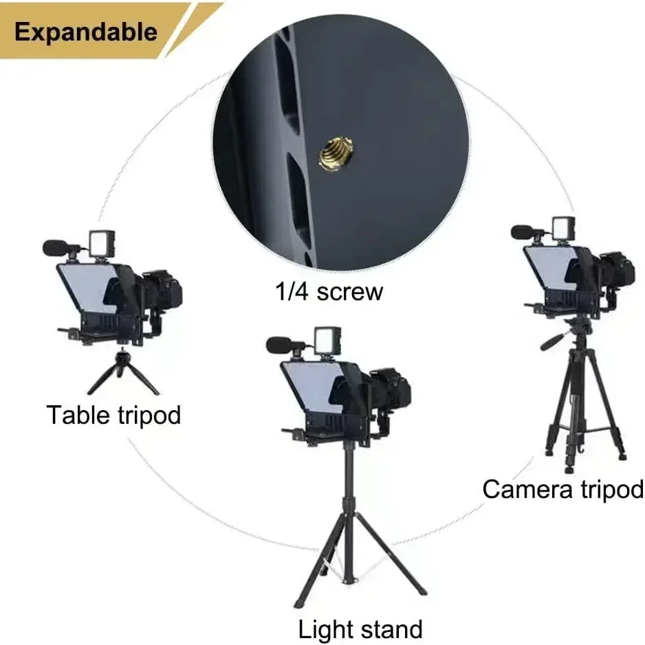 

NEW Remote Control Supports Wide Angle Lens Glass Teleprompter For Smartphone/Tablet/DSLR Camera Video Live Glass Recording