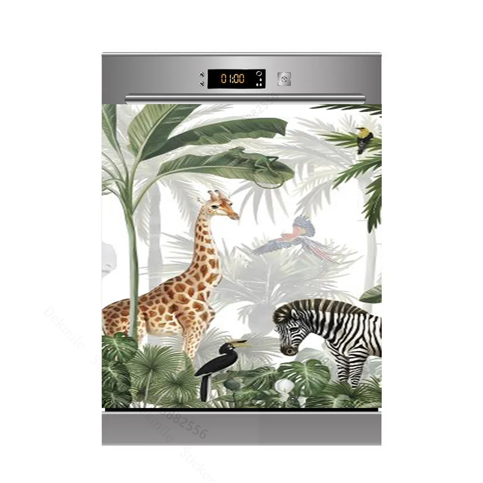 Sofa Funny Dog Dishwasher Sticker Waterproof Animals Cat Frog Birds Tiger Refrigerator Freezer Sticker Cabinet Art Mural Decals