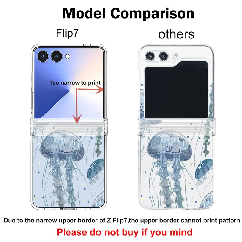 Whale Shell Pattern Phone Case For Samsung Galaxy Z Flip 8 7 FE 6 5 4 3 5G Folding Hard PC Clear Cover For Samsung Z Flip7 Flip8 view 5