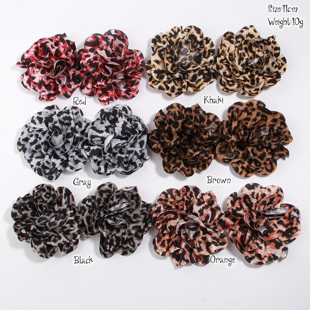 4.33inch Leopard Pattern Flower for Hair Claws Clips And Women Wedding Party Gift Accessories Valentine Headwear DM869