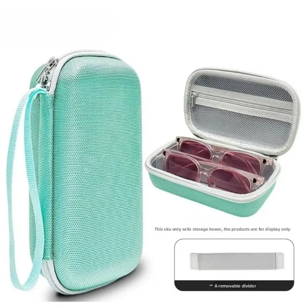2-Grid Glasses Storage Box Hard Shell Large Capacity EVA Sunglasses Box with Detachable Spacer Strip Dust-proof