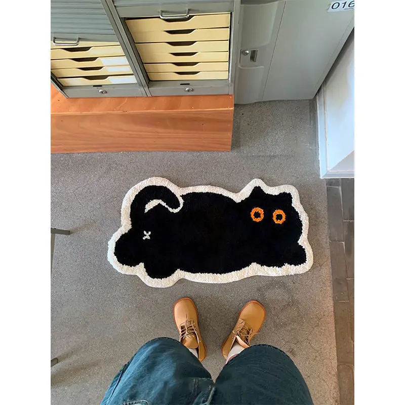 

Cute Black Cat Carpet Bedroom Ins Style Simple Creative Floor Mat Bathroom Entrance Absorbent Mat Home