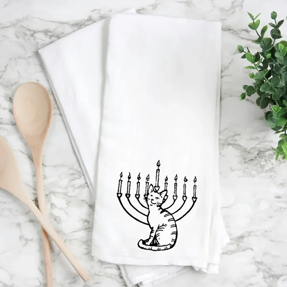

Rosh Hashanah Cat Towel Cat Kitchen Towel Hanukkah Cat Jewish Home Table Decoration Shabbat New Year Housewarming Hostess Gift