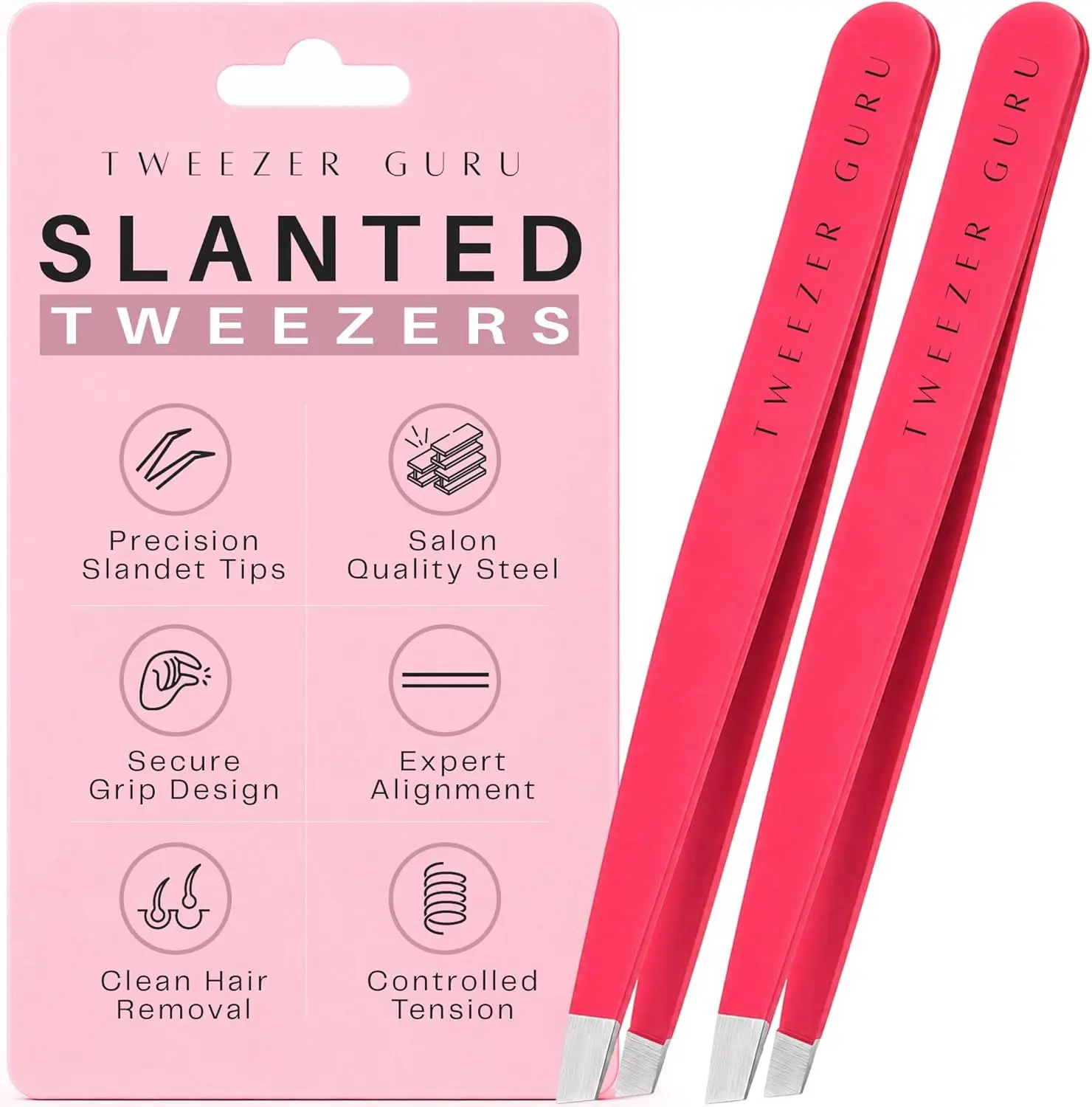 

Precision Slant-Pointed Eyebrow Tweezer for Women & Men – Ingrown Hair, Blackhead & Splinter Removal (2 Bright Pink)
