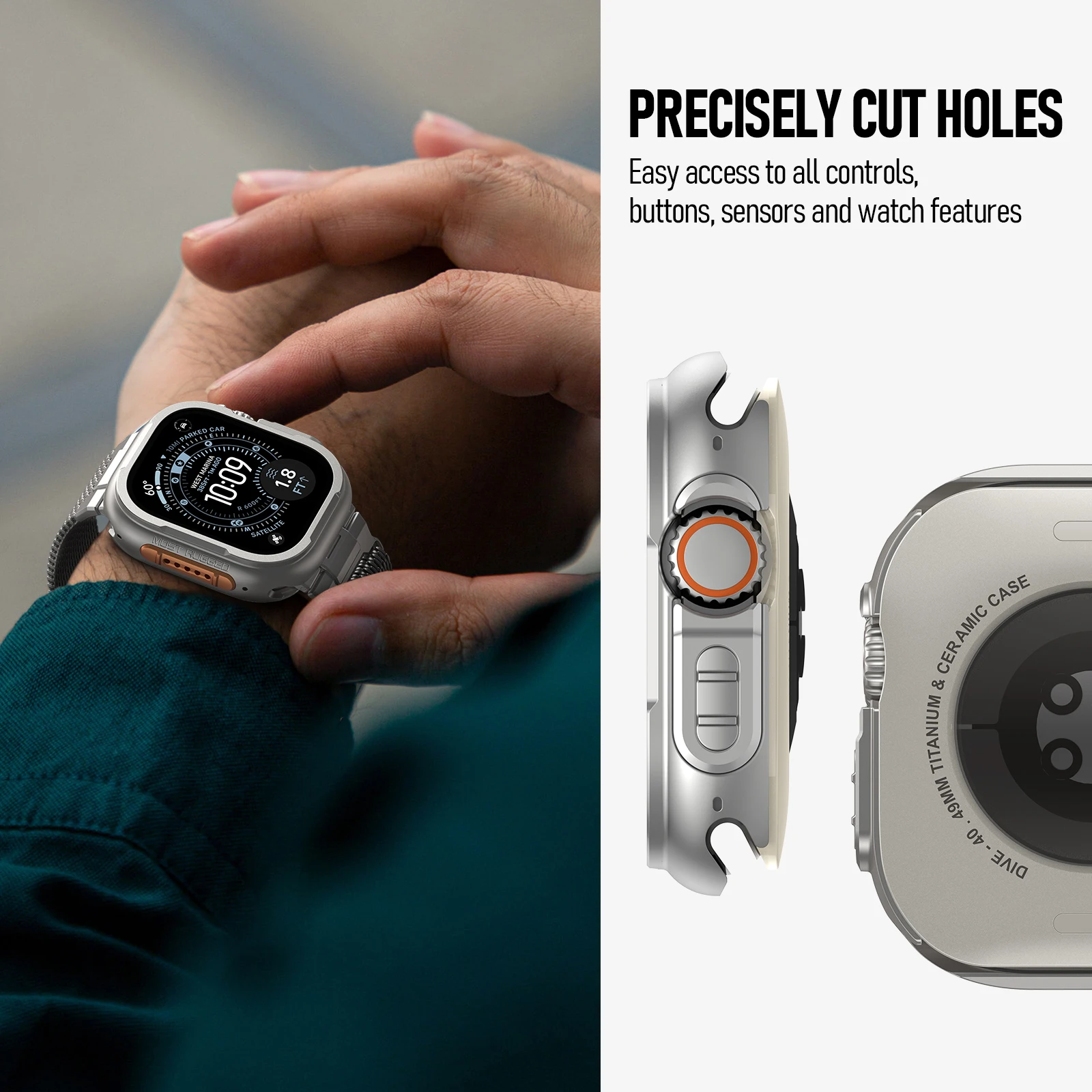 حافظة لساعة أبل الترا 3 2 49 ملم ممتص الصدمات الواقي القوي مع واقي شاشة فاخر من سبائك الزنك iWatch Ultra2 49 ملم #6