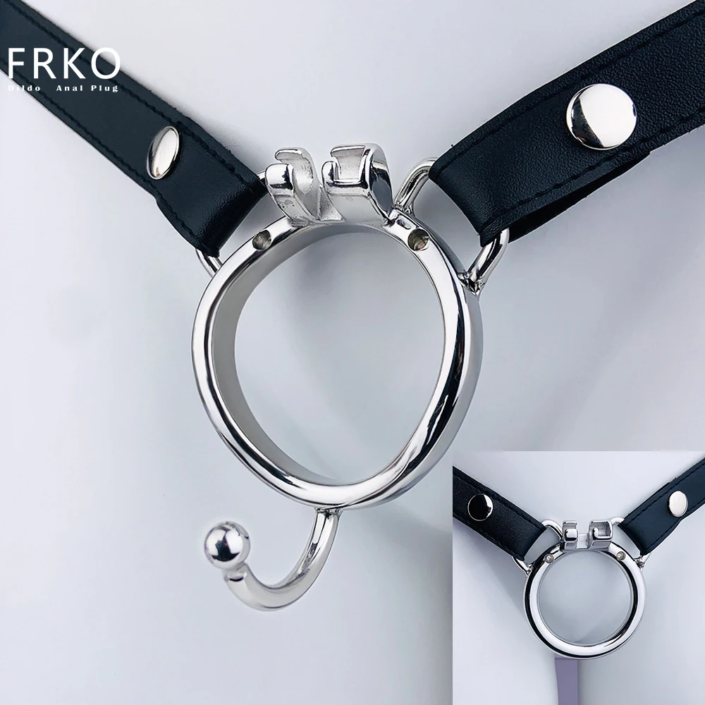 

FRKO Stainless Steel Male Penis Rings Adjustable PU Belt Chastity Cage Device Curved Round Accessories Adult Sex Toys Men