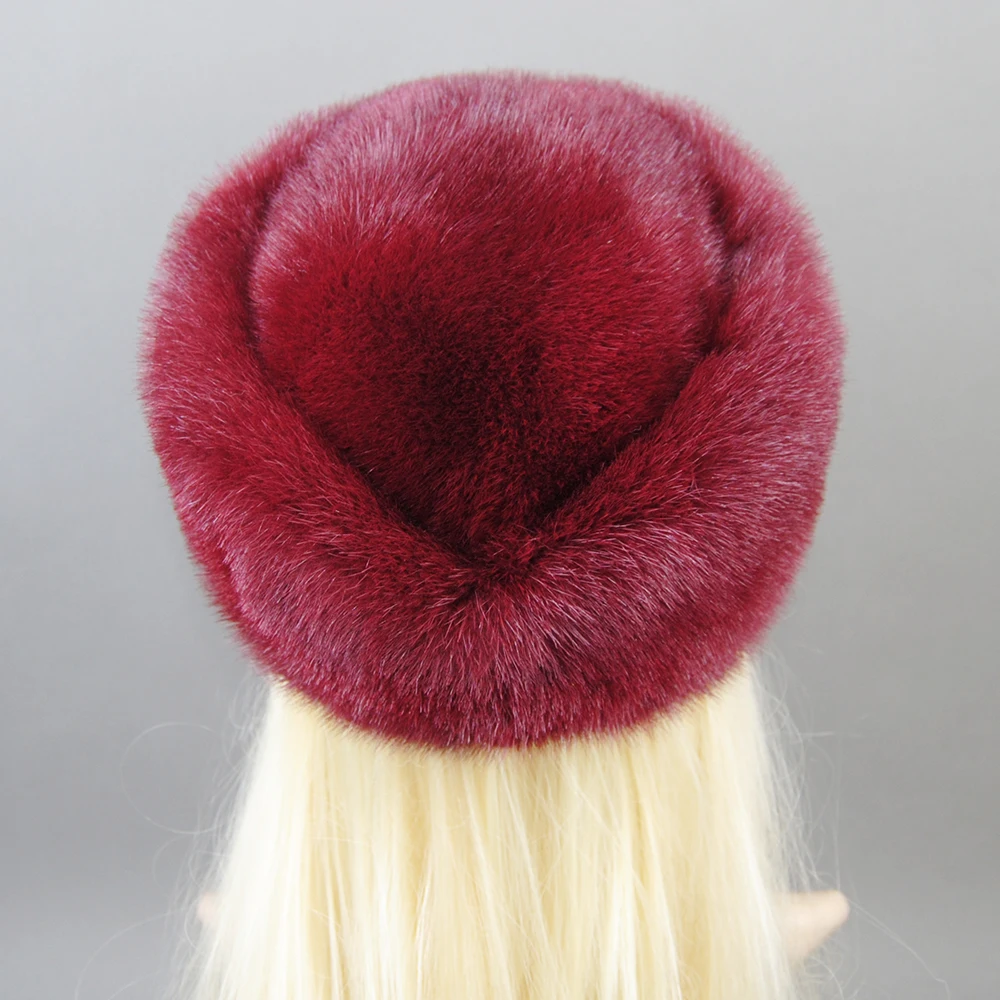 2025 Women Winter Elegant European and American Fashion Women Fashion Real Mink Fur Cap 100% Real Natural Whole Fur Mink Fur Hat