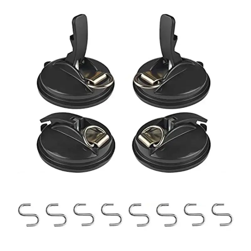 

4Pcs Heavy Duty Suction Cup Anchor With Hooks For Fixing Car Awnings, Smoothing On Glass/Tiles