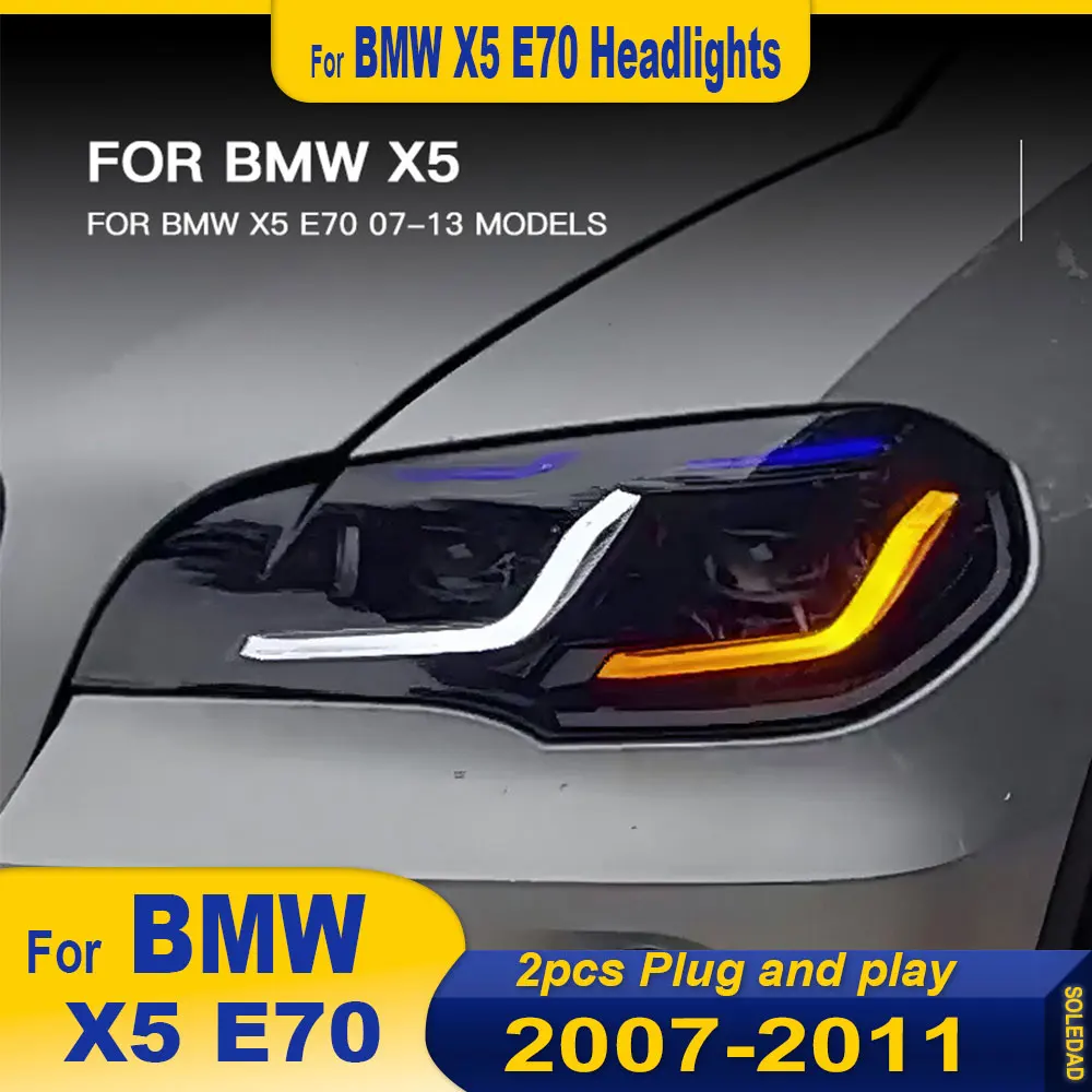 كشافات لسيارات BMW X5 E70 Led المصابيح الأمامية 2007 2008 2009 2010 2011 2012 2013 ملحقات ترقية Led مجموعة أضواء DRL الأمامية