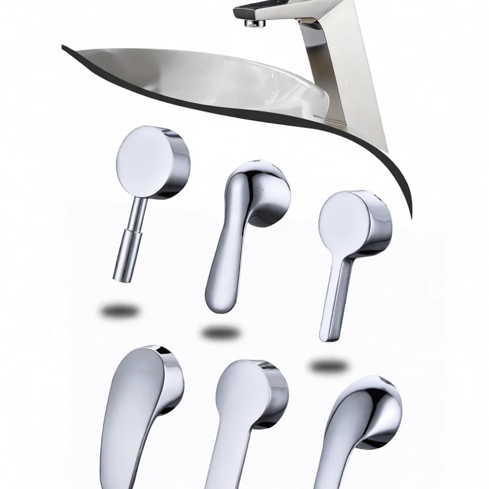 Bathroom Basin Faucet Handle Mixer Tap Lever Replacement Zinc Alloy Repair Part Chrome Plated Modern Style Accessory