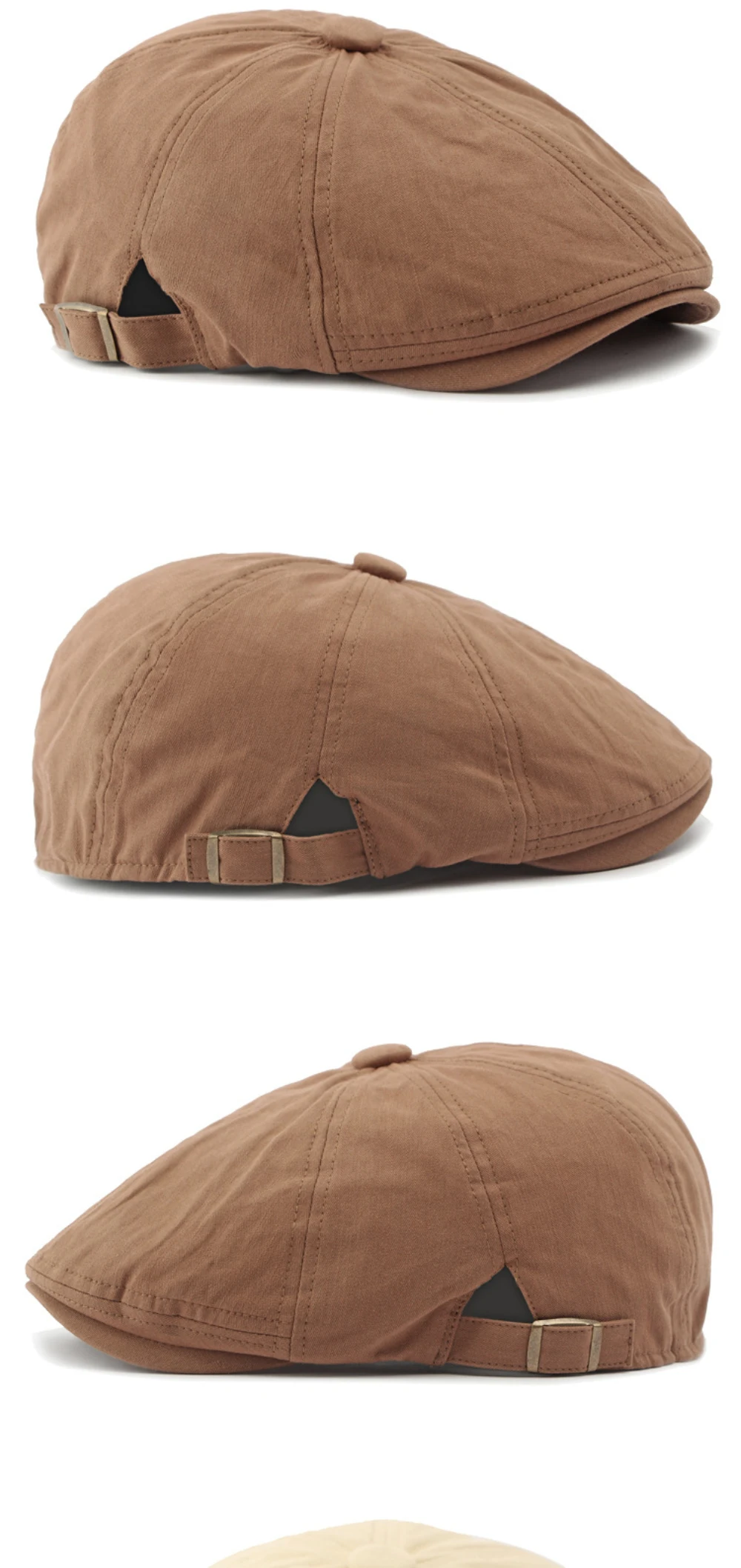 HT4384 Baskenmützen für Herren und Damen, Retro-Künstlermütze, Verstellbare Einfarbige Ivy-Flat-Oktagonale Kappe, Baumwoll-Baskenmützen für Männer und Frauen – Detail 7