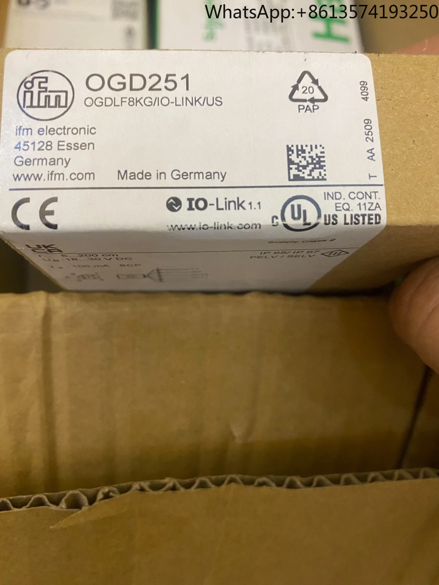 

Germany IFM OGD251 laser ranging sensorin stock