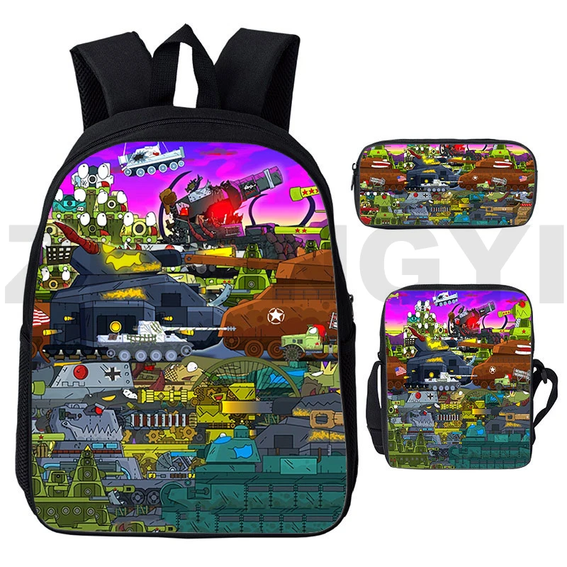 Hot World of Tanks 3D Backpacks 12/16 Inch Anime Cartoon Kids Student Preppy Bookbag War Thunder Game Daily Men Canvas Packbag