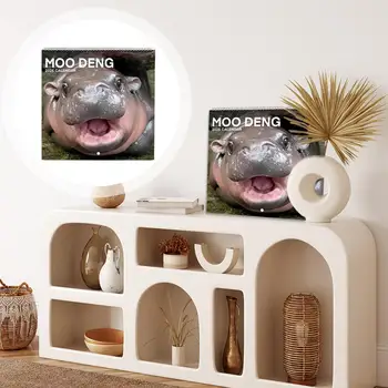 Calendario creativo de hipopótamo 2025 nuevo lindo amante de los animales amigos Moo hipopótamo arte familia regalo divertido calendario Deng año nuevo Chuangxin Y9U2