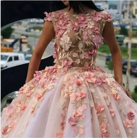 ToBeBridal-Vestidos florales 3D para Quinceañeras, traje De baile De encaje bordado De malla colorida, 2023, WQ9742