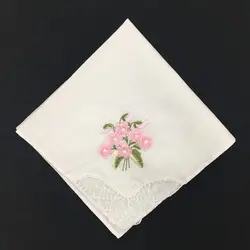 Pañuelos de encaje bordados para mujer, pañuelos florales de mariposa, 12 unidades