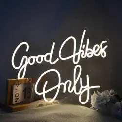 Large Good Vibes Only Neon Sign USB Powered LED Neon Light for Bedroom Bar Hotel Party and Wedding Wall Decor Personality Gifts