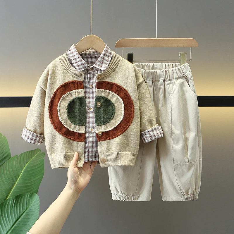 

Весенний модный комплект для мальчиков: хлопковая футболка с длинным рукавом и брюки, повседневная спортивная одежда для подростков от китайского производителя