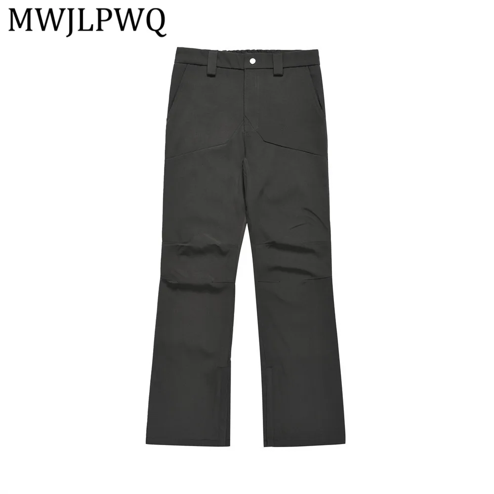 

MWJLPWQ Street Style American Solid Color Casual Trousers For Men Pleated Design Loose Wide-Leg With Zipper Flared Pants 13337