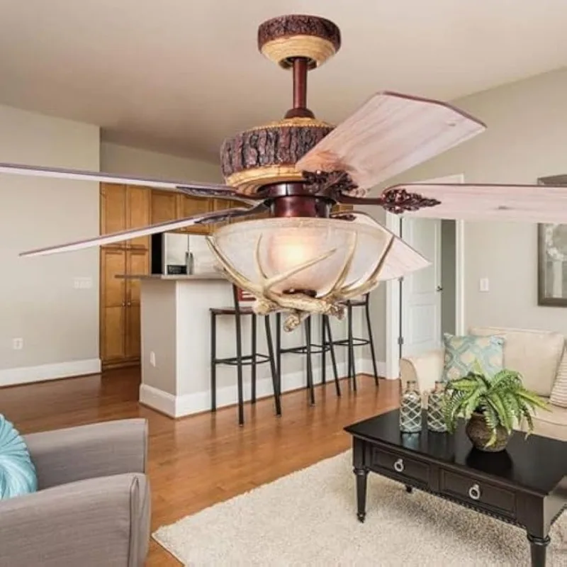 52-inch antler ceiling fan with light and remotecontrol☆Retro ceiling fan