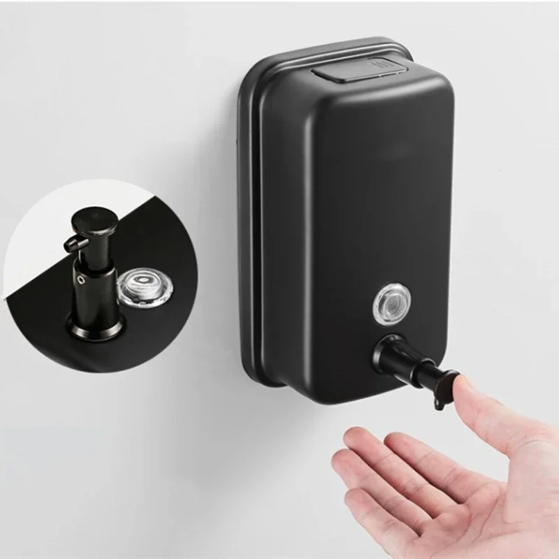 black-stainless-steel-304-hand-sanitizer-dispenser-wall-mounted-500ml-manual-pump-liquid-soap-foam-shower-dispenser