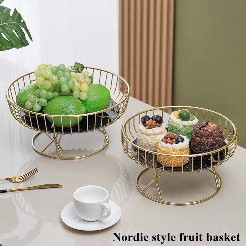 

Круглая корзина с фруктами на высоких ножках, мраморная стойка для хранения большого размера для кухни, гостиной, стола, скандинавского домашнего декора, витрина для торта, закусок