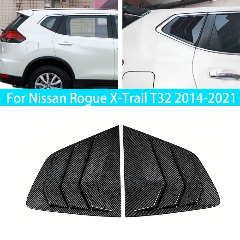 For Nissan Rogue X-Trail T32 2014-2021 Car Rear Louver Window Side Shutter Cover Trim Sticker Vent Scoop Carbon Look Black Parts