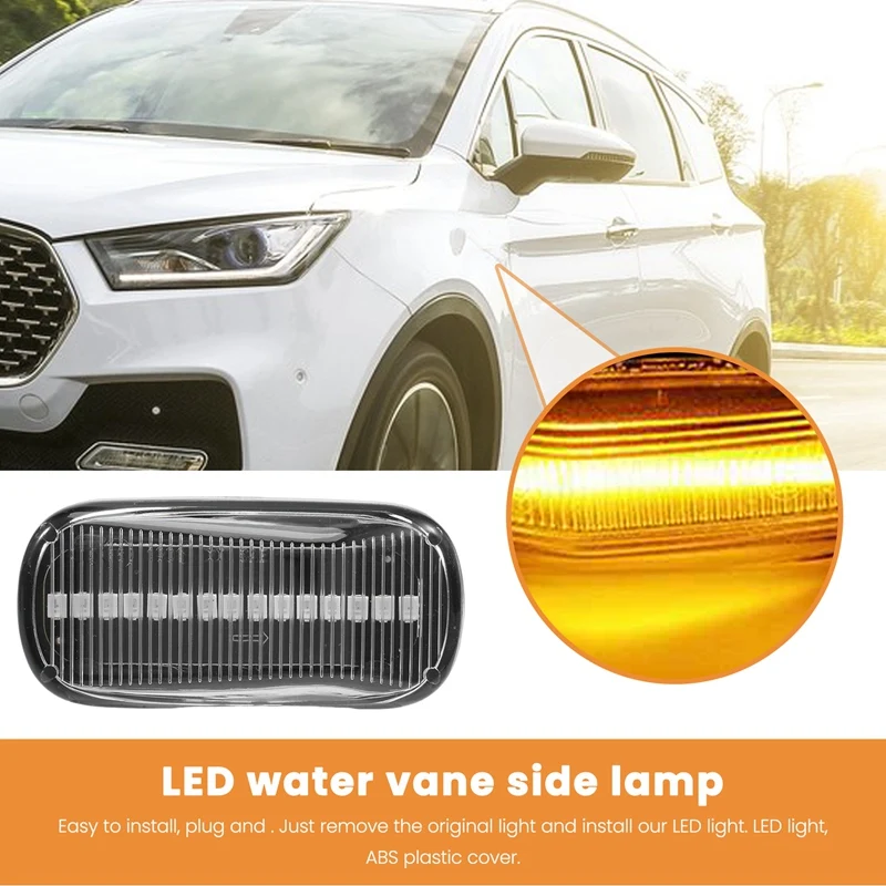 ●Car LED Dynamic Side Marker Signal Lamp Light Turn Lamp for Accord -V Fit Jazz White-A57M