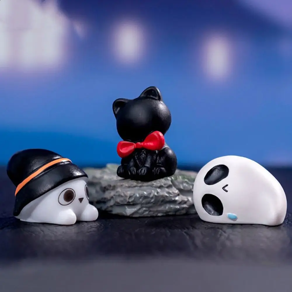 Multicolor Halloween Miniature Figurine Skeleton Cat Zombie Halloween Cartoon Pumpkin Ghost Statue Party Ornaments image 4