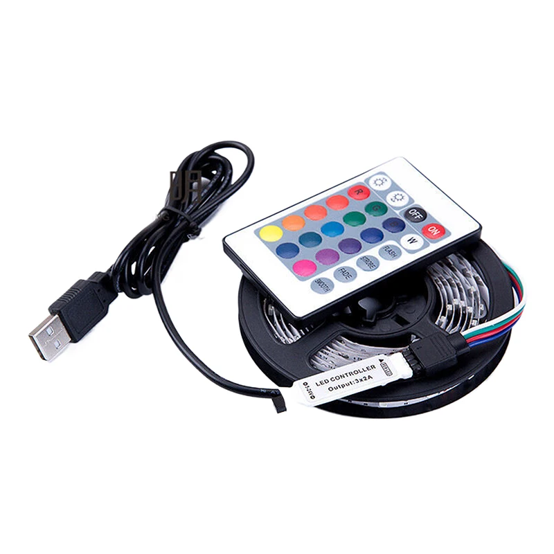 Luz 2835USB con tira de luz RGB, pegamento por goteo, tira de lámpara para correr impermeable, tira de alimentación móvil para ordenador de 8MM de ancho